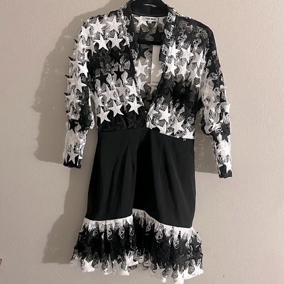 NO LONGER LOVERS STAR DRESS ASILIO INSPIRED BLACK AND WHITE STAR DRESS Size M - Picture 4 of 16